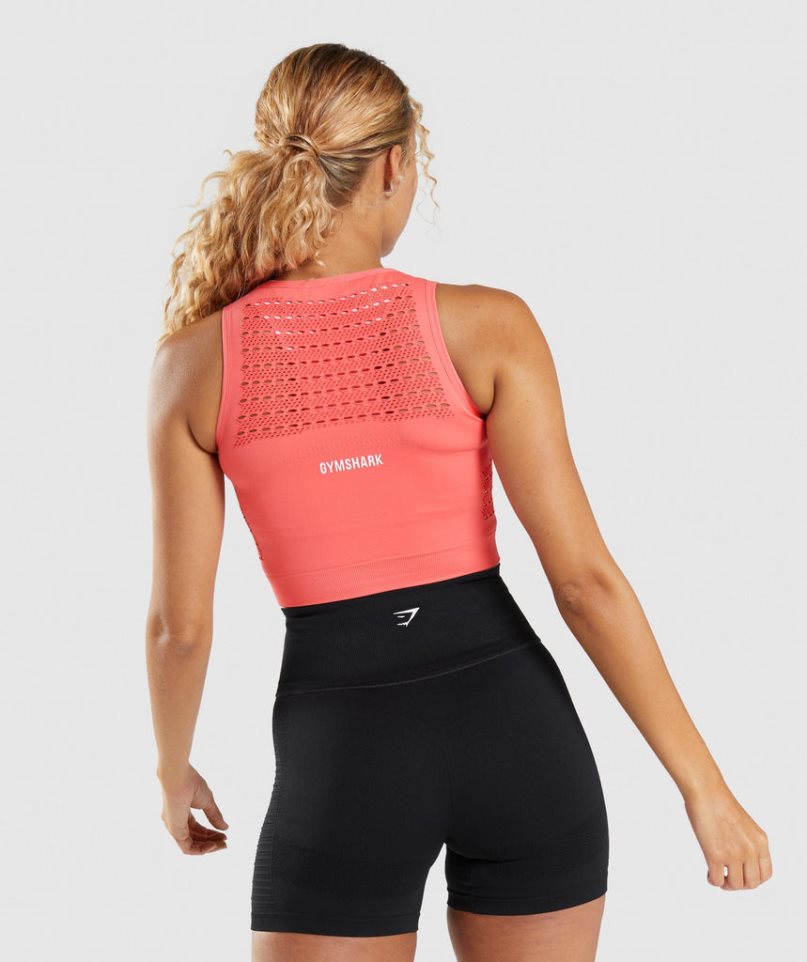 Women's Gymshark Energy Seamless Cropped Tops Pink | NZ 5NACED